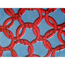 African Wax fabric online red string on blue background | Madibashop