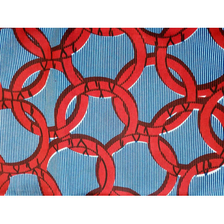 Tela Wax africana corda vermella en fons blau