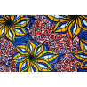 African Wax Fabric Printed yellow and blue flowers