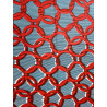 African Wax fabric red string on blue background