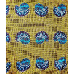African Peacock Wax Fabric on Light Brown Geometric Background _ 2