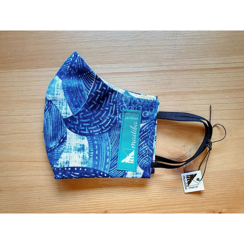 Reversible cloth face mask with beautiful fabric blue leaves  100% cotton _ 2