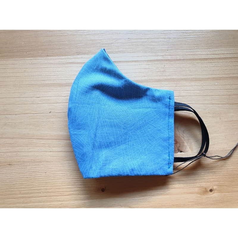 Masque réversible en tissu avec un beau tissu feuilles bleues 100% coton _ 4