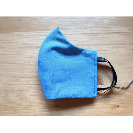 Masque réversible en tissu avec un beau tissu feuilles bleues 100% coton