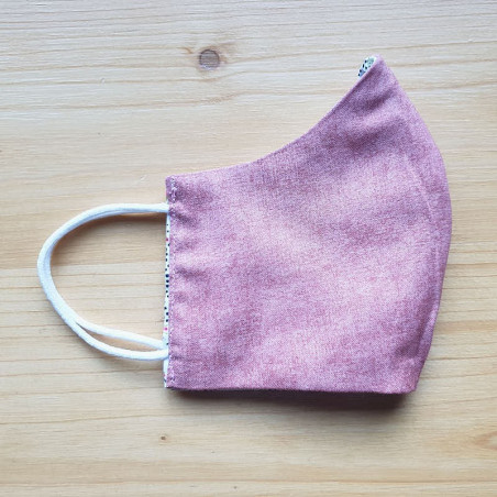 Masque réversible en tissu Rose pastel-tile 100% coton