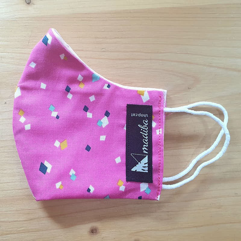 Reversible cloth face mask with pink background fabric 100% cotton _ 3