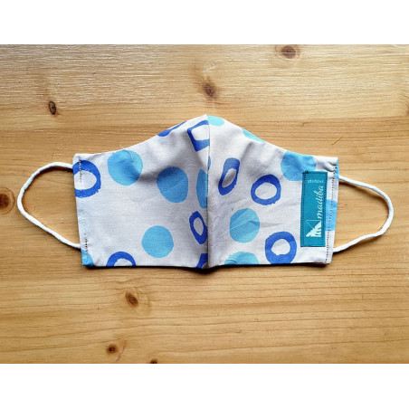 Reversible cloth face mask with Blue circles fabric 100% cotton