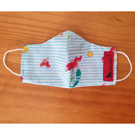 Reversible mask with official Disney fabric - The Little Mermaid 100% cotton