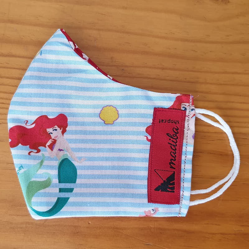 Reversible mask with official Disney fabric - The Little Mermaid 100% cotton _ 2