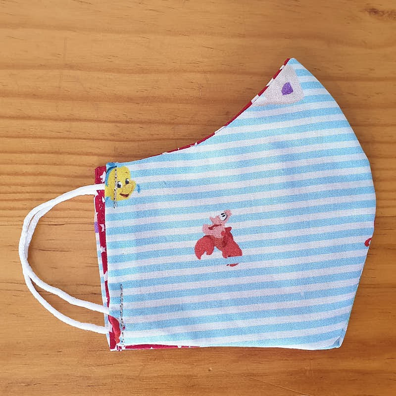 Reversible mask with official Disney fabric - The Little Mermaid 100% cotton _ 3