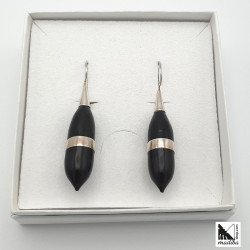 Silver and wood earrings