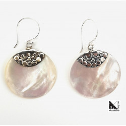Ornate mother of pearl - Silver and earrings _ 2