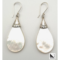 Rounded off Silver and mother of pearl earrings