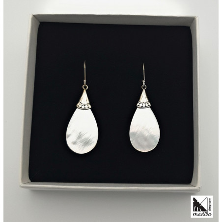 Rounded off Silver and mother of pearl earrings