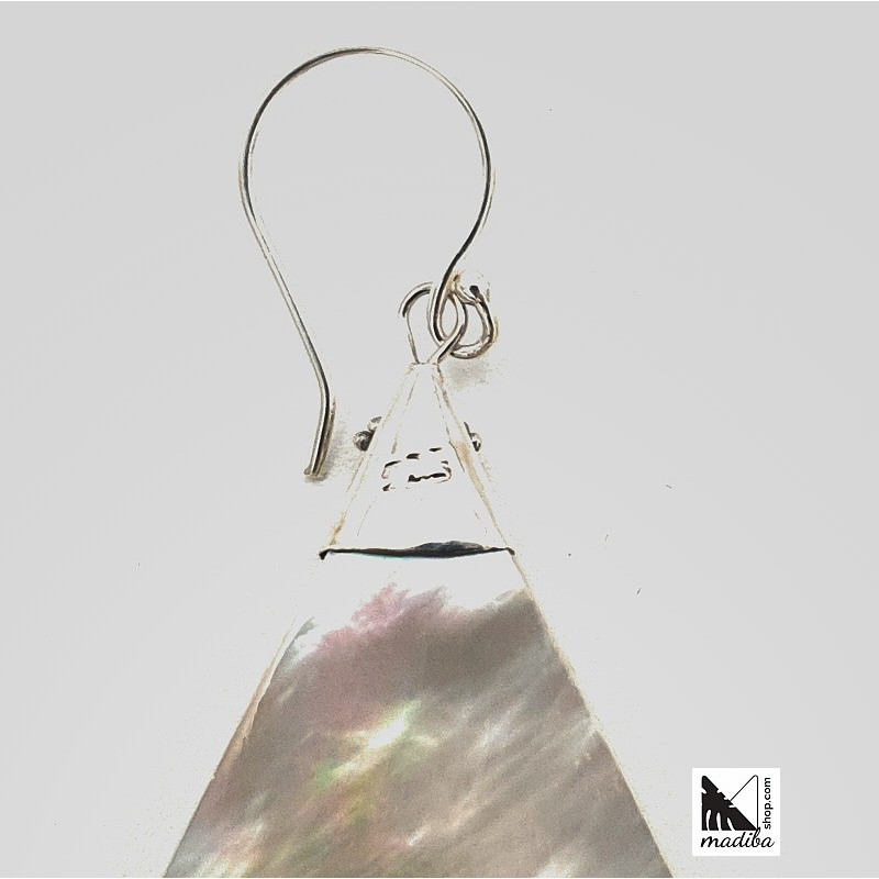 Triangle shapped mother of pearl - Silver and  earrings _ 6