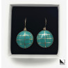 Round turquoise - Silver Earrings _ 2