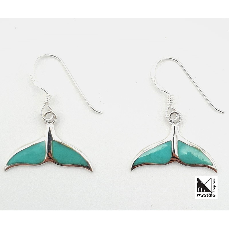 Mermaid-tailed - Silver and Turquoise Earrings _ 4