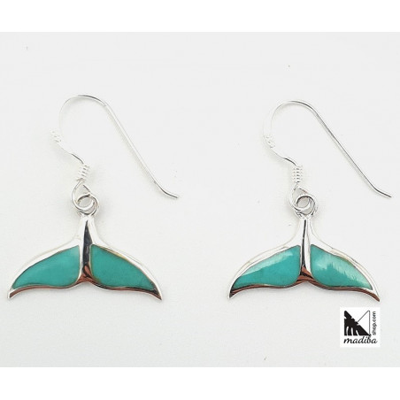 Mermaid-tailed Silver and Turquoise Earrings