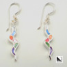 Silver and mother-of-pearl coloured strip earrings