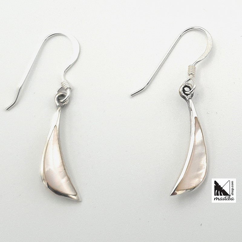 Water drop - Silver and mother-of-pearl earrings _ 1