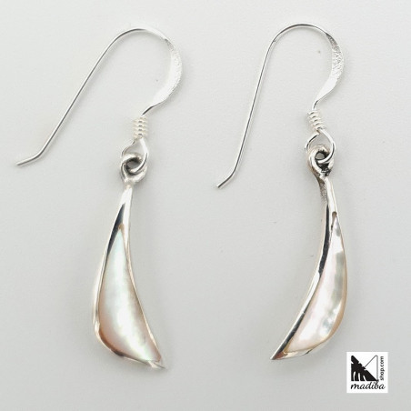 Silver and mother-of-pearl water drop earrings