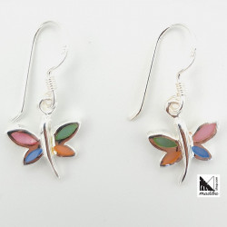 Mariposa de colores - Pendientes de plata y nácar