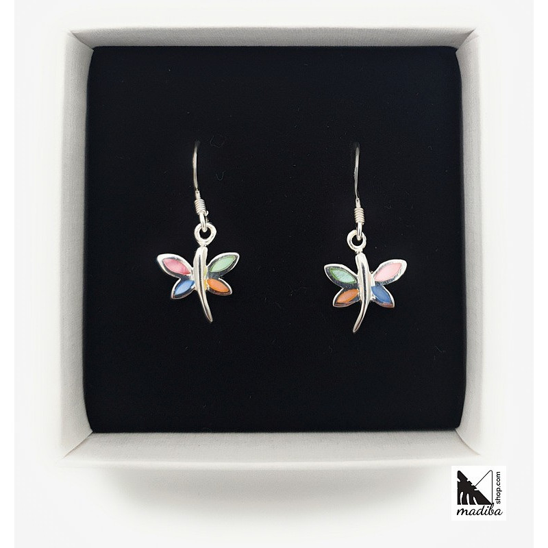 Papillon coloré - Boucles d'oreilles en argent et nacre _ 2