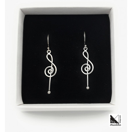 Silver Earrings - treble clef