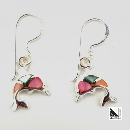 Dolphin silver and mother of pearl earrings