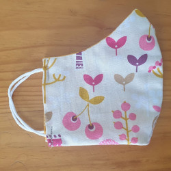 Reversible cloth face mask - Flowers and cherries 100% cotton