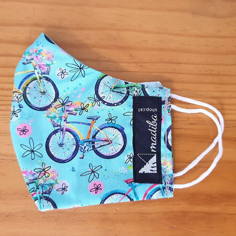 Reversible cloth face mask - Bicycles  100% cotton _ 2