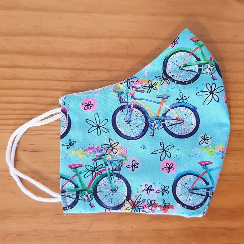 Reversible cloth face mask - Bicycles  100% cotton _ 3