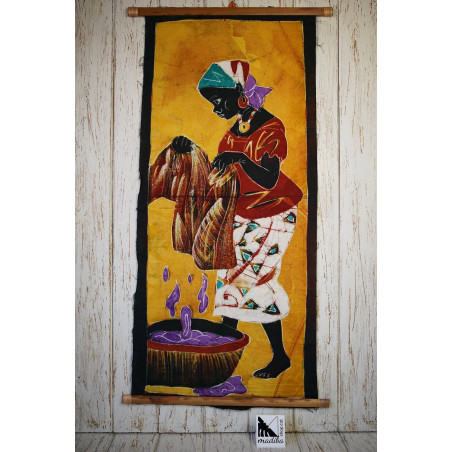 Arte africano en batik - Mujer trabajadora