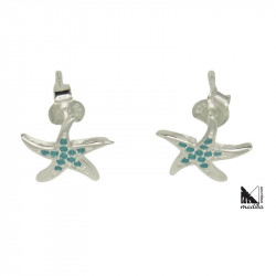 Boucles d'oreilles en argent sterling plaqué rhodium avec des pierres de zircon en forme d'étoile de mer _ 3