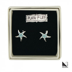 Rhodium plated silver and coloured zirconia starfish earrings _ 4