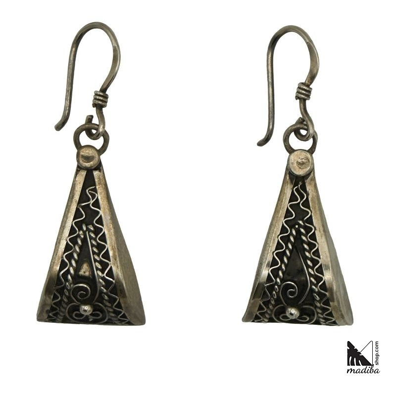 Boucles d'oreilles berbères en argent - triangle ethnique | Madibashop