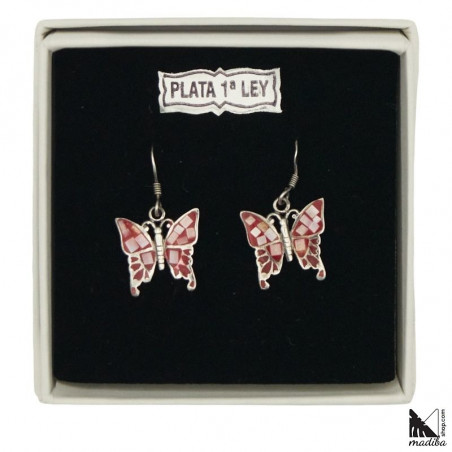 Butterfly silver and mother of pearl earrings