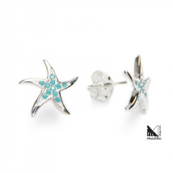 Boucles d'oreilles en argent sterling plaqué rhodium avec des pierres de zircon en forme d'étoile de mer _ 2