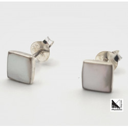 Square - Silver and mother-of-pearl earrings _ 2