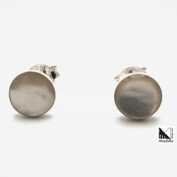 Button - Silver and mother-of-pearl earrings _ 2