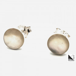 Silver and mother-of-pearl earrings - Button | Madibashop