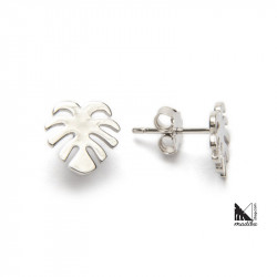 Rhodium plated sterling silver earrings - Monstera Leaf | Madibashop