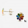 Flor Arco Iris - Pendientes de plata de ley esmaltada _ 3