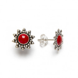 Small ethnic earring with coral _ 1