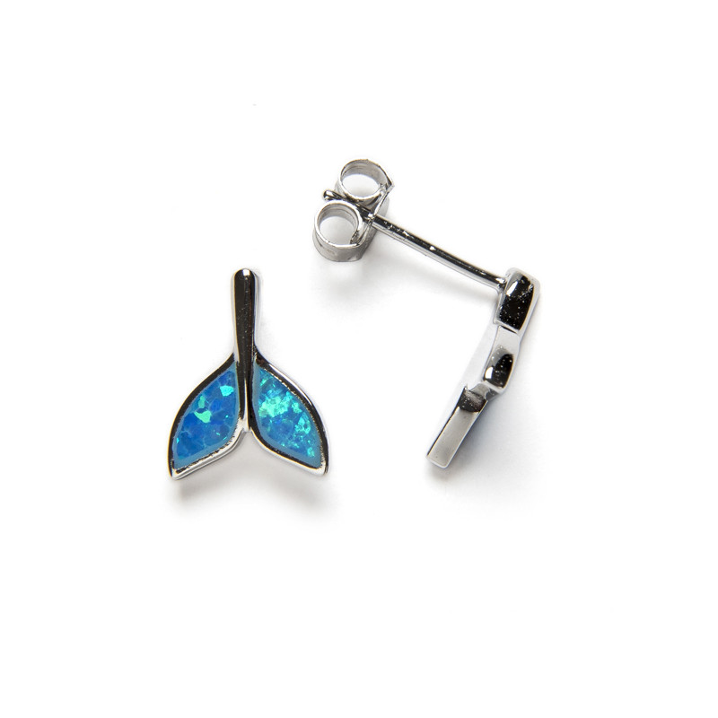 Mermaid-tailed Silver and Opal Earrings