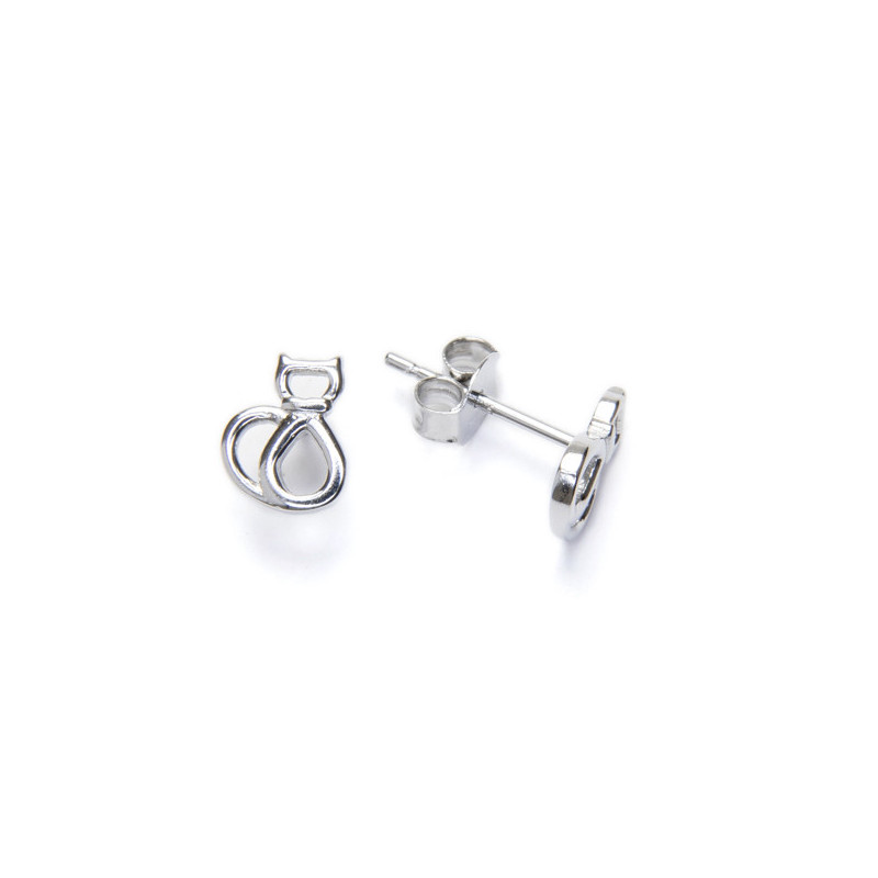 Rhodium-plated silver earrings - Cat _ 1