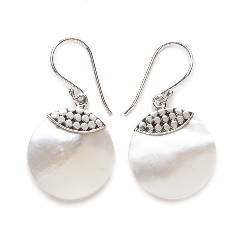 Ornate mother of pearl - Silver and earrings _ 1