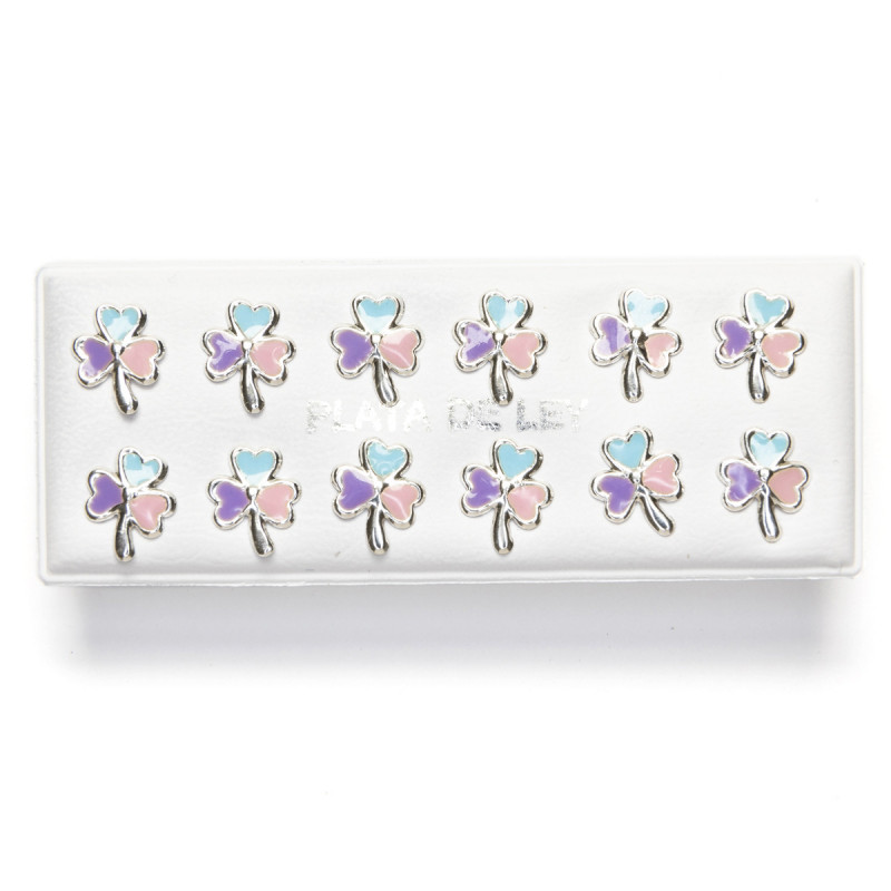 Coloured Clover - Enamelled silver earrings _ 1