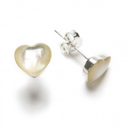 Silver and mother-of-pearl earrings - Heart | Madibashop