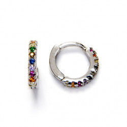 Rhodium plated sterling silver earrings with coloured zirconia stones | Madibashop